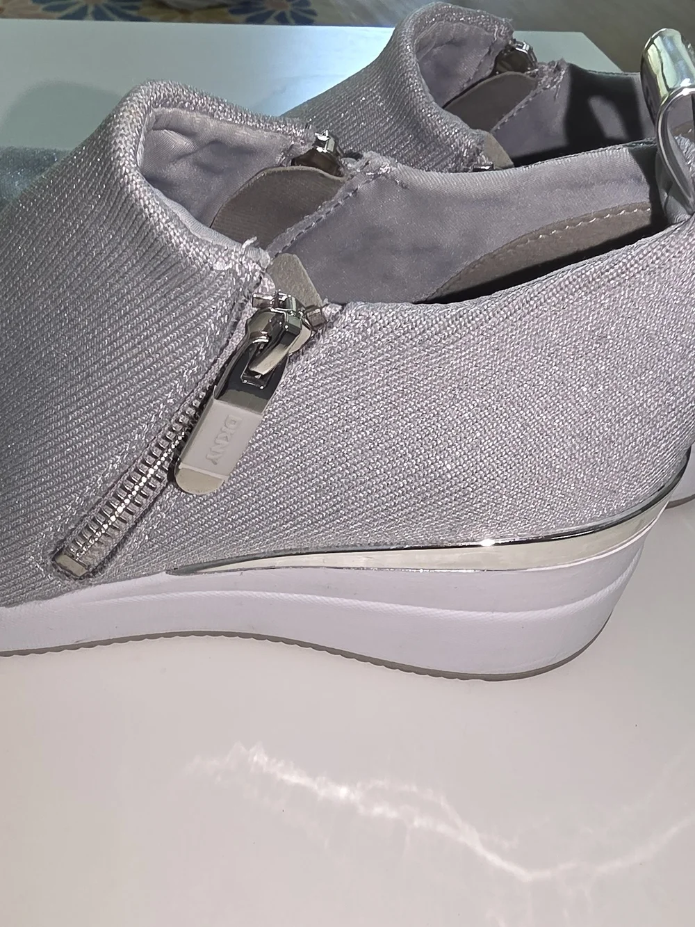 DKNY Women's Silver Slip-On Ankle Sneakers